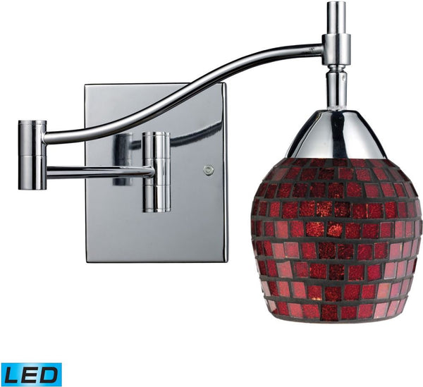 Celina 1 Light Led Swingarm Sconce In Polished Chrome and Copper Glass