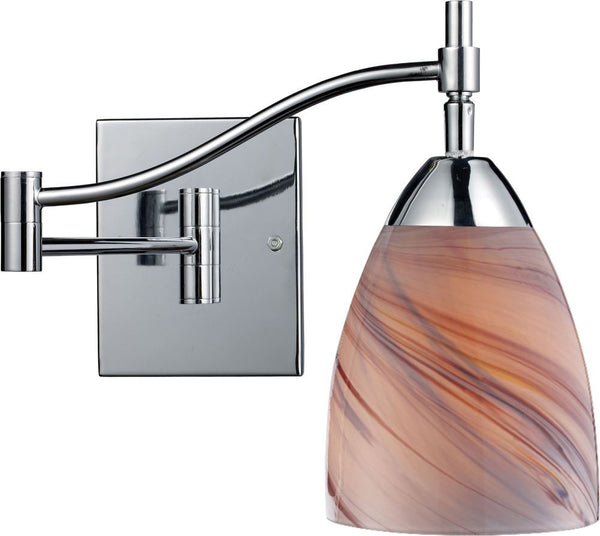Celina 1 Light Swingarm In Polished Chrome and Creme Glass