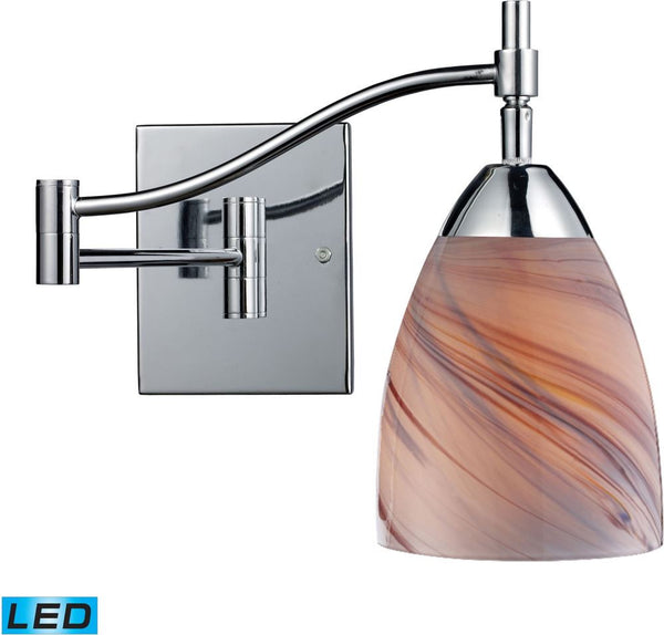 Celina 1 Light Led Swingarm In Polished Chrome and Creme Glass