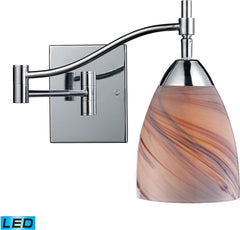 Celina 1 Light Led Swingarm In Polished Chrome and Creme Glass