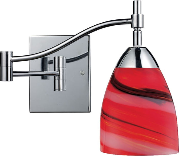 Celina 1 Light Swingarm In Polished Chrome and Candy Glass