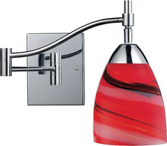 Celina 1 Light Swingarm In Polished Chrome and Candy Glass