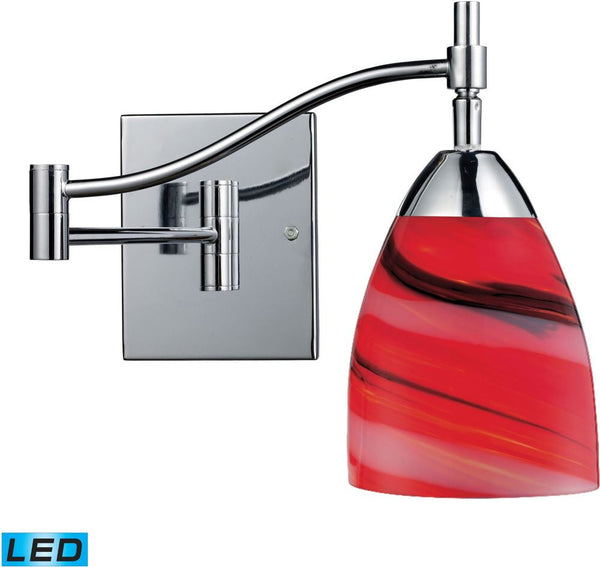 Celina 1 Light Led Swingarm In Polished Chrome and Candy Glass