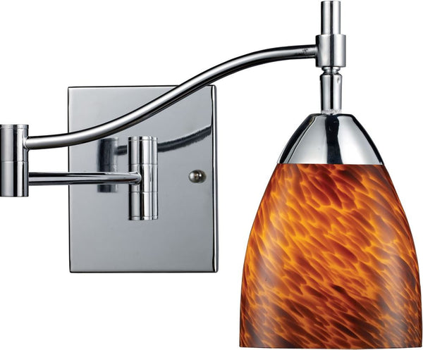 Celina 1 Light Swingarm Sconce In Polished Chrome and Espresso