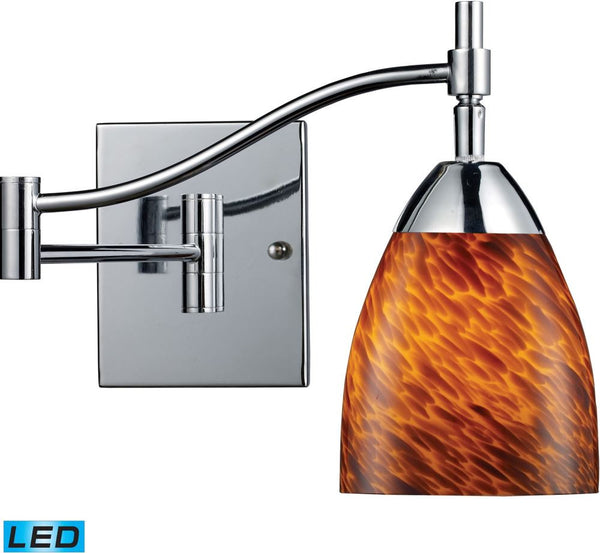 Celina 1 Light Led Swingarm Sconce In Polished Chrome and Espresso