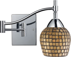 Celina 1 Light Swingarm Sconce In Polished Chrome and Gold Leaf Glass