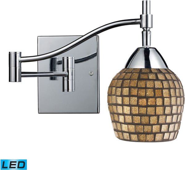 Celina 1 Light Led Swingarm Sconce In Polished Chrome and Gold Leaf Glass