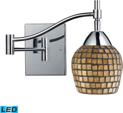 Celina 1 Light Led Swingarm Sconce In Polished Chrome and Gold Leaf Glass