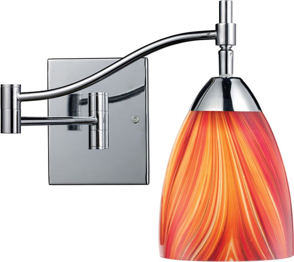 Celina 1 Light Swingarm Sconce In Polished Chrome and Multi Glass