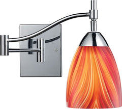 Celina 1 Light Swingarm Sconce In Polished Chrome and Multi Glass