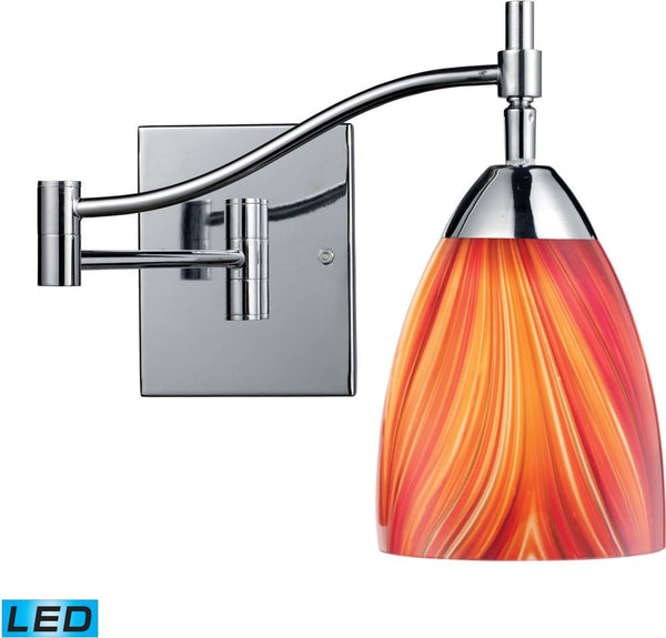 Celina 1 Light Led Swingarm Sconce In Polished Chrome and Multi Glass