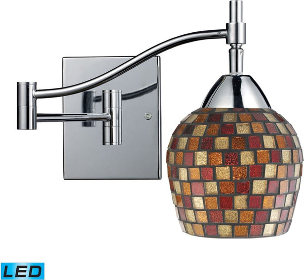 Celina 1 Light Led Swingarm Sconce In Polished Chrome and Multi Fusion Glass