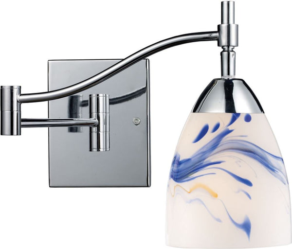 Celina 1 Light Swingarm Sconce In Polished Chrome and Mountain