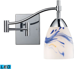 Celina 1 Light Led Swingarm Sconce In Polished Chrome and Mountain
