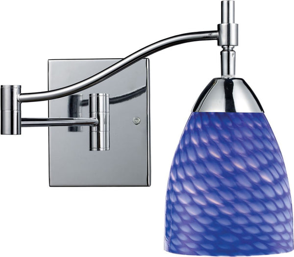 Celina 1 Light Swingarm In Polished Chrome and Sapphire Glass