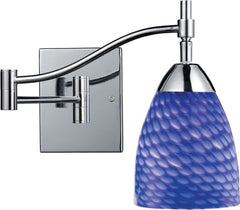 Celina 1 Light Swingarm In Polished Chrome and Sapphire Glass
