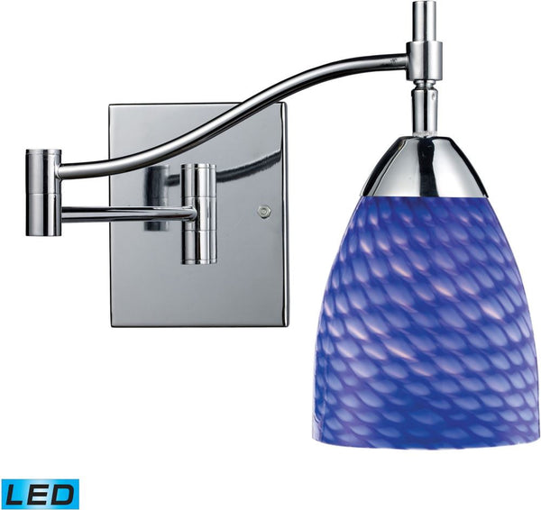 Celina 1 Light Led Swingarm In Polished Chrome and Sapphire Glass