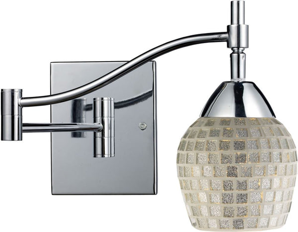 Celina 1 Light Swingarm Sconce In Polished Chrome and Silver Glass