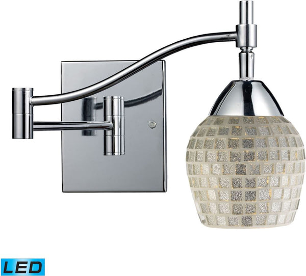 Celina 1 Light Led Swingarm Sconce In Polished Chrome and Silver Glass
