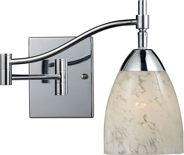 Celina 1 Light Swingarm Wall Sconce In Polished Chrome and Snow White