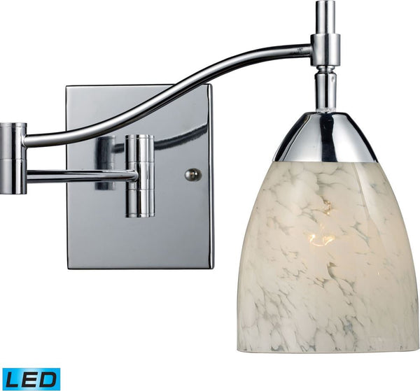 Celina 1 Light Led Swingarm Sconce In Polished Chrome and Snow White
