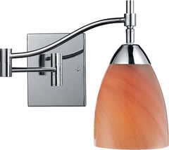 Celina 1 Light Swingarm Sconce In Polished Chrome and Sandy Glass