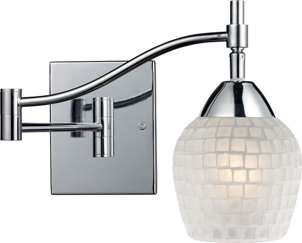Celina 1 Light Swingarm Sconce In Polished Chrome and White