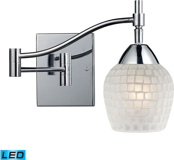 Celina 1 Light Led Swingarm Sconce In Polished Chrome and White