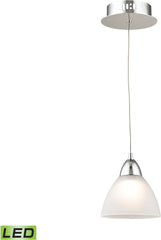 Piatto 1 Light Led Pendant In Chrome With White Glass