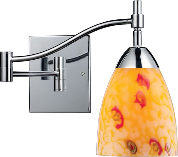 Celina 1 Light Swingarm Sconce In Polished Chrome and Yellow Glass
