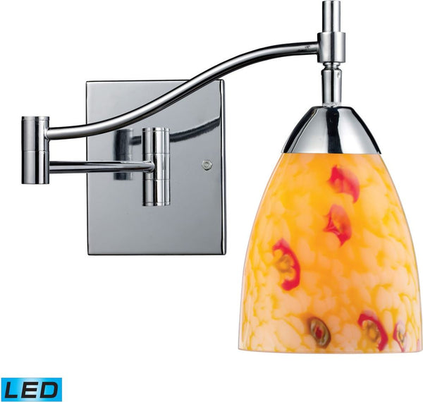 Celina 1 Light Led Swingarm Sconce In Polished Chrome and Yellow Glass