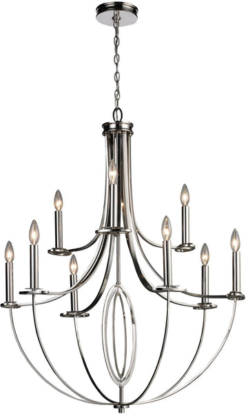 Dione 9 Light Chandelier In Polished Nickel