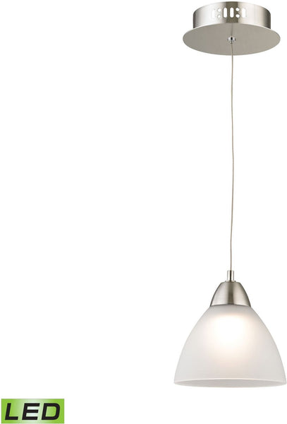 Piatto 1 Light Led Pendant In Satin Nickel With White Glass