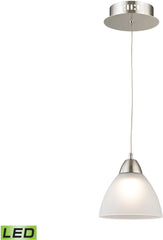 Piatto 1 Light Led Pendant In Satin Nickel With White Glass