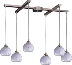 Mela 6 Light Pendant In Satin Nickel and Snow White Glass