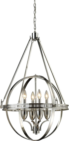 Hemispheres 4 Light Chandelier In Polished Nickel