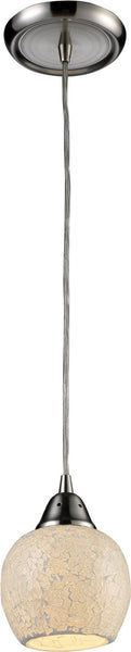 Fission 1 Light Led Pendant In Satin Nickel and Cloud Glass