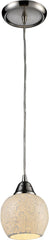 Fission 1 Light Led Pendant In Satin Nickel and Cloud Glass