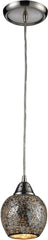 Fission 1 Light Pendant In Satin Nickel and Silver Glass