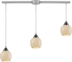 Fission 3 Light Pendant In Satin Nickel and Cloud Glass