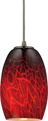 Maui 1 Light Led Pendant In Satin Nickel and Firebrick Glass