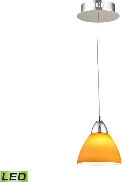 Piatto 1 Light Led Pendant In Chrome With Yellow Glass