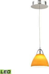 Piatto 1 Light Led Pendant In Chrome With Yellow Glass