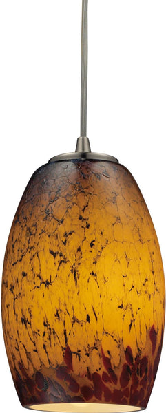 Maui 1 Light Pendant In Satin Nickel and Sunset Glass