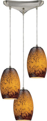 Maui 3 Light Pendant In Satin Nickel and Sunset Glass