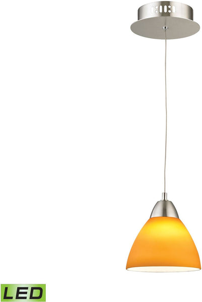 Piatto 1 Light Led Pendant In Satin Nickel With Yellow Glass