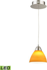Piatto 1 Light Led Pendant In Satin Nickel With Yellow Glass