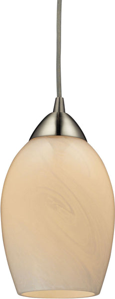Favela 1 Light Pendant In Satin Nickel and Cocoa Glass