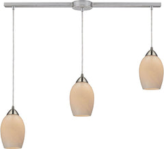 Favela 3 Light Pendant In Satin Nickel and Cocoa Glass