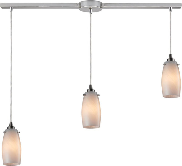 Favelita 3 Light Pendant In Satin Nickel and Cocoa Glass